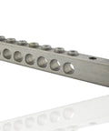 Beefy Transformer Lug Built For 500 MCM Down To 4 AWG Cables Tin Plated Aluminum Joiners with eight bolt mounts.