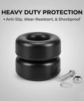 Heavy Duty 2.5 Inch Ramp Door Rubber Bumpers For Trailers With Screw And Washer Kits, High Density Durable Pads To Protect Trailer Backs From Harsh Weather Damage And Wear And Tear. black rubber trailer bumper pad with screw, nut, and washer