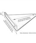 Built Tough Floating Shelf Brackets, Concealed Triangle Wall Mounts, dimensions and hole details for installation and support.