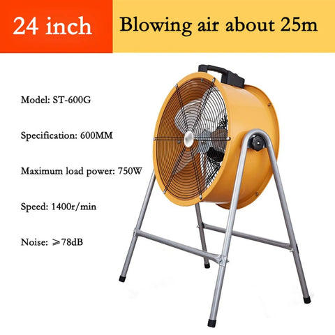 Badass High Velocity 24 Inch Industrial Floor Fan With Sturdy Metal Stand And Adjustable Tilt for shop cooling, features heavy-duty design.