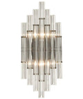 Mid Century Wall Sconce Lighting With Glass Rods Modern Crystal Vanity Light Black Metal Frame Two Light Bath Bedside Fixture