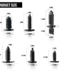 Street Legit 146 Piece Nylon Auto Body Clips for Bumper Shield Retainers showing size dimensions of fasteners in millimeters.