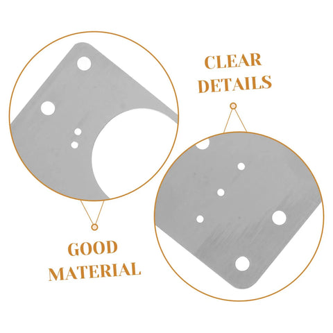 Close-up of Stainless Steel 6 Piece Hinge Repair Kit for Cabinet Doors with fixing plates showing material and hole details.