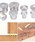 Pro Woodworking Dowel Locator Kit 16 Piece Center Point Dowel Transfer Plugs Set with chrome-plated steel for aligning drill holes