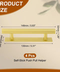 Four Pack Self Stick Push Pull Cabinet Door Handles No Drill Adhesive 6 Inch Rectangle gold handle 148x32mm, 135x24mm