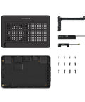 DIY Case 2 Black Plastic Shell For VIMS Single Board Computer With Reusable GPIO Interface Cover and screws laid out