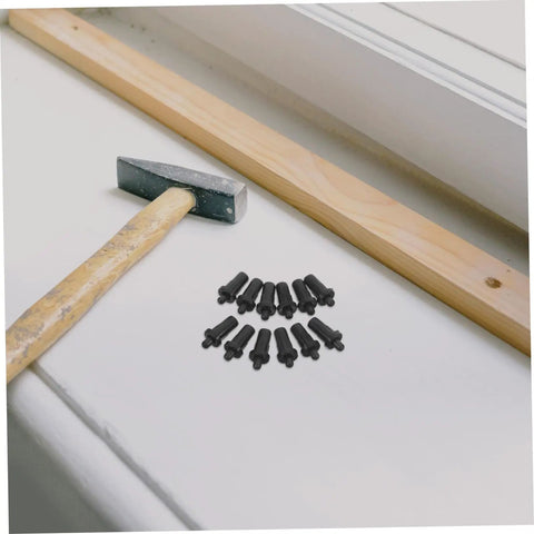 24 Pieces Cabinet Door Repair Dampers Kit For Quiet Close And Easy Install No Hassle Durable Plastic Dampers visible with hammer