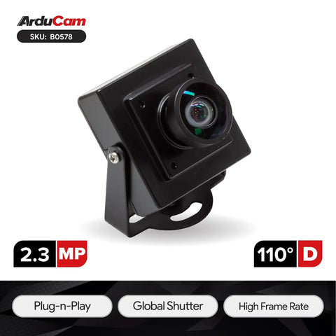 2.3MP USB Camera Module With No Lag Global Shutter And 110 Degree Wide Angle Lens For Crisp 1080p At 90fps High Speed USB 2.0 UVC Webcam Compatible With Windows Linux Android And Mac OS front view