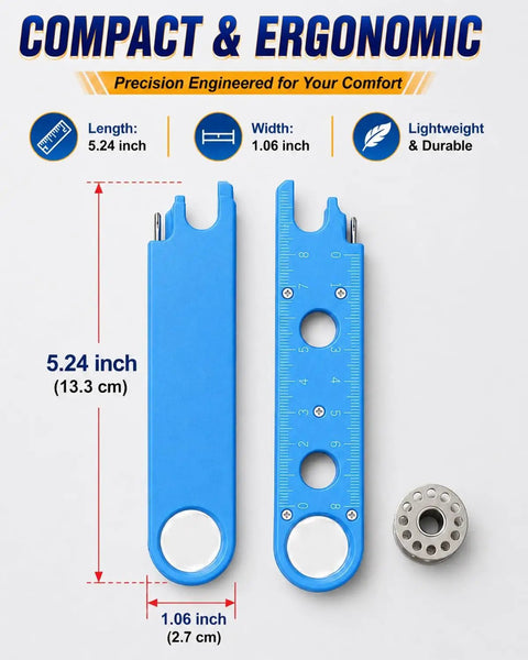 Four In One Needle Threader With Magnetic Back Magnifying Glass Ruler And Insert Guide For Hand Sewing And Quilting tool