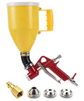 Top Shelf Drywall Texture Sprayer With Generous 0 79 Gallon Hopper And Smart Elbow Grip, featuring yellow hopper and red handle.