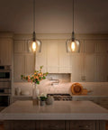 Modern Glass Pendant Light In Black One Light Dome Fixture For Kitchen Island And Dining Hallway, 10 Inch Shade