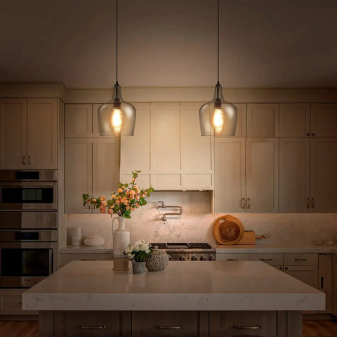 Modern Glass Pendant Light In Black One Light Dome Fixture For Kitchen Island And Dining Hallway, 10 Inch Shade