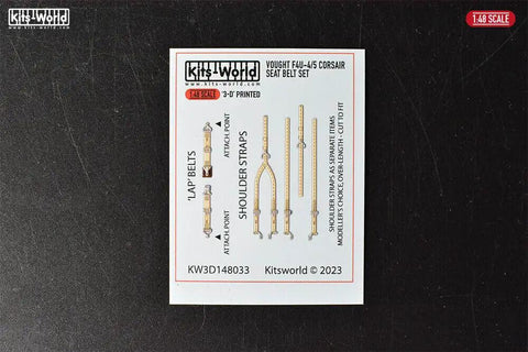 1 To 48 Scale 3D Relief Decal Vought F4U Four Five Corsair Seat Belt Set Full Color Small For Kit Builders And Modelers And DIY Gear Heads Ready To Airbrush And Display