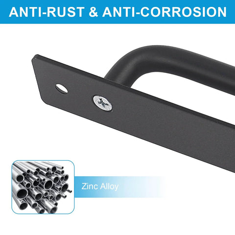 Barn Door Handles Two Pack Sliding Door Handles 6 3 Inch Hole Center Black Zinc Alloy Cabinet Pulls With Plate close-up