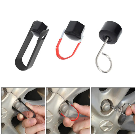 Three In One Lug Nut Cap Removal Tool Set For Most Cars, Handy Wheel Hub Cap Remover, Lightweight And Portable Pack Of Three