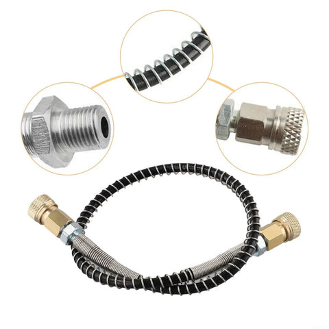Bad Ass High Pressure Stainless Steel Air Hose Line M10x1 Male To Male With Awesome Coiled Spring Design For Tough Jobs Like Tank Inflation Rated Crazy Good At 4500 Psi Reliable Leak Proof Performance For Any Job Site, 50cm coil, brass fittings