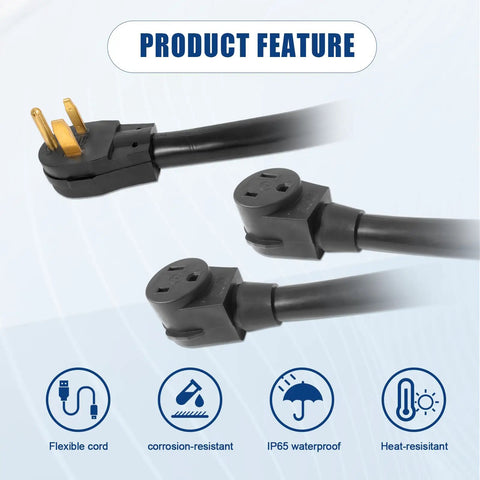 No Nonsense Heavy Duty 50 Amp Nema 6-50 Welder Splitter Adapter Cable Featuring Bombproof 6 Awg Copper Wire Extension Cord dual outlet y shape plug.