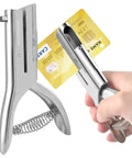 Heavy Duty 1/4 Inch Hole Punch With 2 Inch Deep Throat For Paper ID Cards PVC Tags And Plastic Cardboard in use close-up view