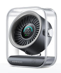 Rechargeable USB Desk Fan With Turbo Airflow And Ultra Quiet 35dB Noise, digital display showing speed setting.
