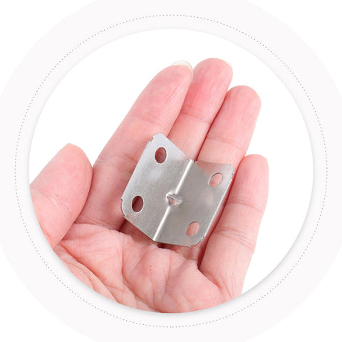 Person holding Beefy L Shaped Brackets Made From Cold Rolled Steel Corner Braces 90 Degree Right Angle Furniture Connector