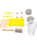Complete Furniture Glow Up Paint Roller Kit With Mini Rollers And Sponge Brushes For Cabinet Refinishing High Density Foam Tools Including Mixing Cups And Tray Liner featuring rollers, brushes, tray, and cups.