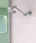High Pressure Rain Shower Head With 11 Inch Adjustable Arm 5 Function Rainfall Showerhead Chrome Finish Water Flows Vertically