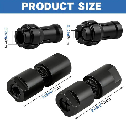 Heavy Duty Grinder Adapter Kit For Angle Or Die Grinders With 5/8-11 Arbor To 1/4 And 1/8 Inch Collets, product size details