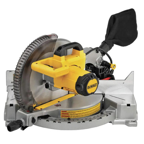 Top Tier 12 Inch Corded Compound Miter Saw Featuring Slick Slide Fence Knockout Accuracy Heavy Duty Build And Game Changing Precision For Serious Woodworkers Renewed Single Bevel Design, detailed view of blade and motor.