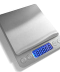 Ultra Precise Digital Kitchen Scale with Backlit Display, 0.001 Oz and 0.01 g, stainless steel surface