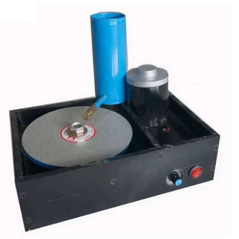 Kickass Mini Gemstone Faceting Machine With Easy Speed Controls And A Quiet Copper Motor A top-down view showing the polishing disk and motor.
