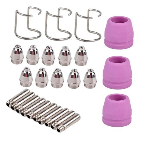 Durable Plasma Cutter Consumable Kit Featuring High Grade Torch Tips And Nozzles For SG 55 AG 60 And WSD 60p Machines, includes nozzles and ceramic parts.