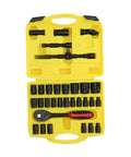 Heavy Duty Socket Set With One Half Inch Ratchet Drive And Eight To Thirty Two Millimeter Sockets Beefed Up Repair Tool Kit in yellow case