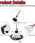 Replacement Brushless DC Fan Motor Plug And Play For AUX Air Conditioners 310V 24W 900 RPM with installation details