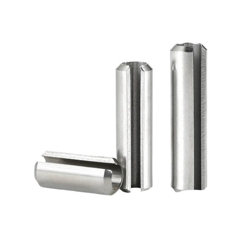 304 Stainless Steel Slotted Split Spring Pins M1.5 To M3.5 Diameter, M3x35 Length, 50 Piece Pack displayed on white background