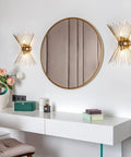 Mid Century Style Wall Sconces With Antique Brass Brush Finish And Starburst Shade, 2 Pack Bedside Hallway Bathroom Vanity Lighting Fixtures
