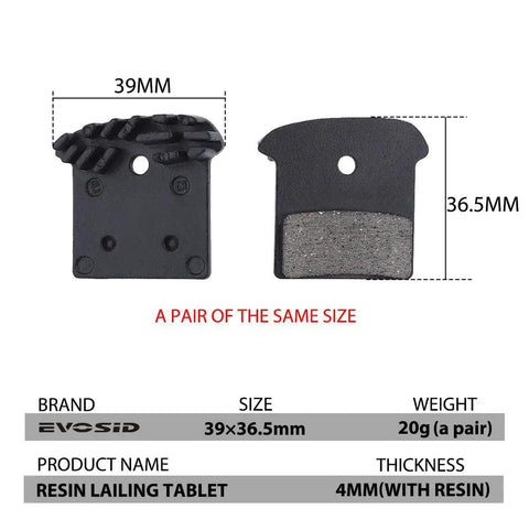 Beefy Resin Mountain Bike Brake Pads With Metal Cooling Built For Serious Stopping Power And Heat Dissipation, size 39x36.5mm