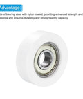 Dead Smooth White Nylon Pulley Wheels With Bulletproof 608ZZ Bearings, 12mm thick roller with steel ball bearing for drawer glides.