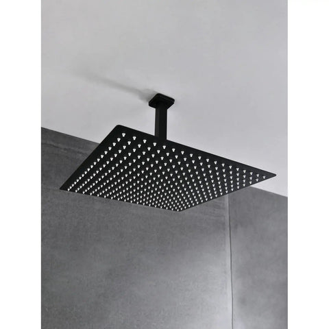 Shower System 16 Inch Square Bathroom Rain Mixer Shower Combo Set - matte black ceiling mounted rain showerhead