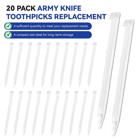 20 Pack Toothpicks Replacement For Swiss Army Knife 1.73 Inch 44mm Multitool Accessory Backup Kit Clear Toothpicks For Everyday Carry And Quick Fixes For Home And Camping Use, clear nylon inserts