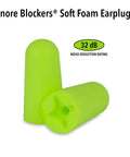 Snore Blockers Soft Foam Earplugs 100 Pairs in a Tub Individually Wrapped High NRR 32 dB SNR 37 dB shown close up