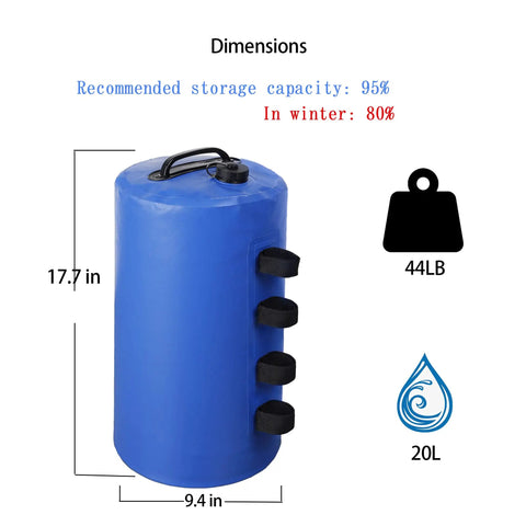 Heavy Duty Pro Grade Canopy Weight Bags Set of 4 20 Liter Water or Sand Weights for Pop Up Canopies Gazebos Tents and Shelters
