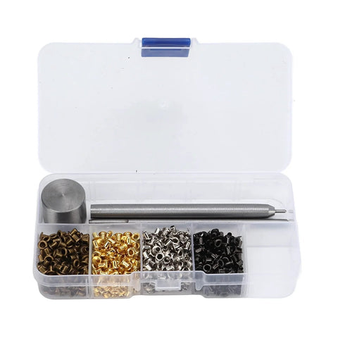 2mm Grommets Eyelets Kit With Tool 800Pcs 4 Colors Copper Plated Grommet Kit For Shoes Bags Clothing Belts And Leather Craft DIY Projects