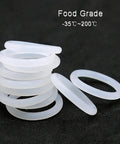 Ten-Piece White Silicone O Ring Seal Kit - Thick 2mm, 2.4mm, 3mm, 4mm O Ring Assortment For Plumbing, Food Processing, Automotive, And DIY Sealing Projects, food-grade rings