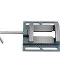 Super Heavy Duty Cast Iron Drill Press Vise Featuring Four Inch Jaw Width, showing hardened steel jaws and mounting base.