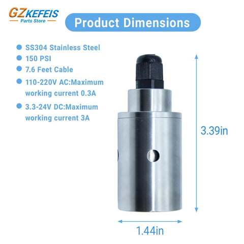 Liquid Level Float Switch With Self-Weighting, No Bracket Install, SS304, 3.39in height, 1.44in diameter, 7.6 ft cable