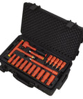 Insulated 49 Piece One Half Inch Square Drive Tool Kit, 1000V Rated, Pro Grade Sockets And Drivers in black case