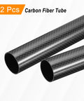 Carbon Fiber Tubes Pack Of 2, 500mm Long By 25mm Outer Diameter With 23mm Inner, 3K Plain Weave Hollow Tubing, Glossy Surface