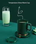 Smart Thermostatic Usb Coffee Mug Warmer Set To Keep Your Daily Brew Hot And Smooth Without Any Cold Cup Vibes Electric Heater Coaster on green table.
