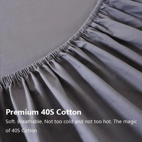 Close-up of Grounding Fitted Sheets With 25 Percent Silver Infused Fiber And Cotton showing elastic edge, soft 40S cotton material