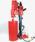 Red BLUEROCK Tools concrete core drill with water tank and hoses; 1in to 8in diamond wet coring bit set.